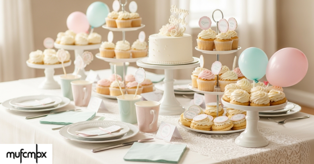 baby shower table set up
