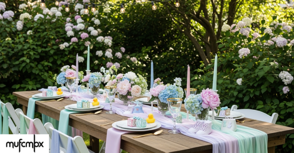 baby shower table set up
