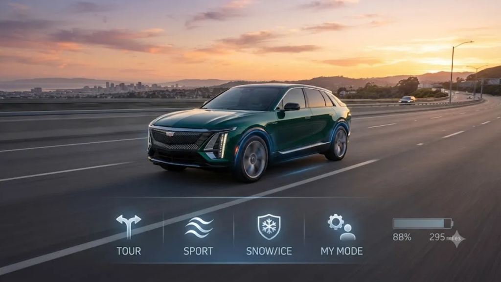 do the driving modes in cadillac lyriq offer different ranges or battery usages?